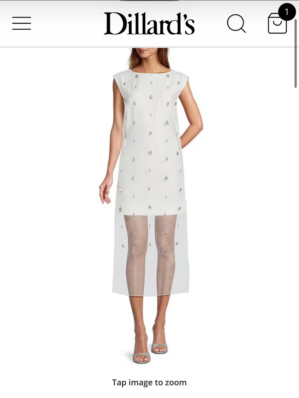 ANTONIO MELANI NWT White Sheer Midi Dress with Embellishments